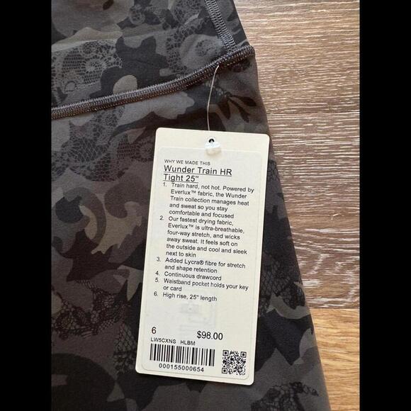 Lululemon Wunder Train High Rise 25” Hidden Heritage Lace Black Size 6 NWT - Picture 4 of 7